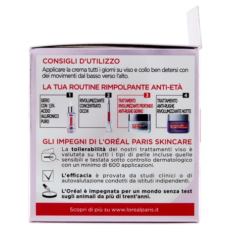 L'Oréal Paris Revitalift Filler, Azione Antirughe Rivolumizzante con Acido Ialuronico, 50 ml